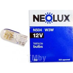 Лампа накаливания 10шт в упаковке W3W 12V 3W W2.1x9.5d Standart (стандартные характеристики) NEOLUX N504