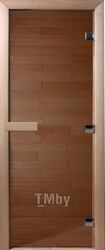 Стеклянная дверь для бани/сауны Doorwood Теплый день 200x70 (бронза, коробка листва)