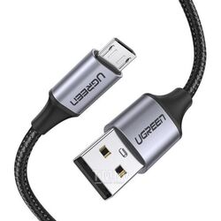 Кабель UGREEN USB 2.0 A to Micro USB Cable Nickel Plating Aluminum Braid 1m US290 (Black) (60146)
