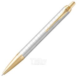 Ручка шарик/автомат "IM Premium Pearl GT" 1 мм, метал., подарочн. упак., серебристый/золотистый, стерж. синий Parker 2143643