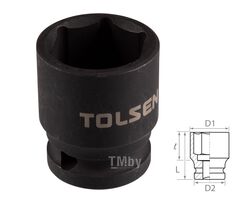 Головка торцевая ударная шестигранная 1/2", 22 мм TOLSEN TT18222