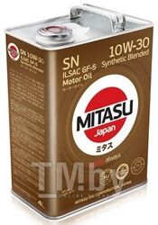 Моторное масло полусинтетическое MITASU 10W30 4LMOTOR OIL SN API SN ILSAC GF-5 MJ1214