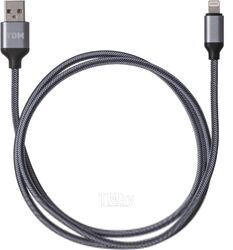 Дата-кабель, ДК 12, USB - Lightning, 1 м, тканевая оплетка, серый, TDM SQ1810-0312