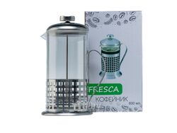 Кофейник с прессом (френч-пресс) стекло/металл 600 мл/20 см Fresca WY-S034-600