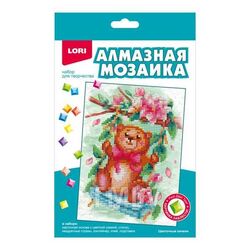 Алмазная мозаика 15*20см детская "Цветочные качели" (картон, частичное заполнение) LORI Амк-009
