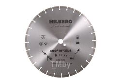 Диск алмазный по железобетону Hilberg серия Hard Materials Laser 400x10x25.4/12 mm HM109