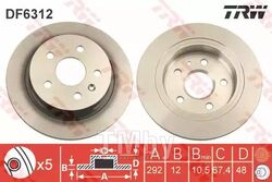 Тормозной диск OPEL Insignia (2008-), Saab 9-5 (2010-) R TRW DF6312