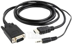 Кабель Cablexpert HDMI-VGA, 5м, черный, позол.разъемы, пакет A-HDMI-VGA-03-5M