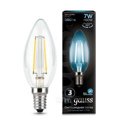 Лампа светодиодная филаментная Filament 7Вт свеча 4100К нейтр. бел. E14 580лм GAUSS 103801207