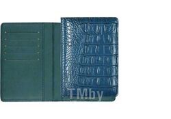 Обложка на паспорт "Belcanto" 10x14см, иск.кожа фактурная, 5 отделений для визиток, синяя deVente 1030006