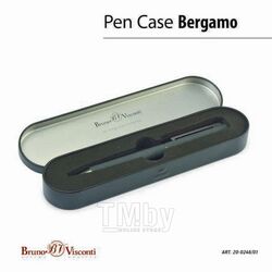 Ручка "BERGAMO" шарик.автомат. в футляре, 0.7мм, синяя, серый мет.корпус, черный футляр Bruno Visconti 20-0246/01