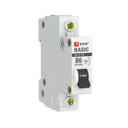 Автоматический выключатель 1P 6А (B) 4,5кА ВА 47-29 EKF Basic mcb4729-1-06-B