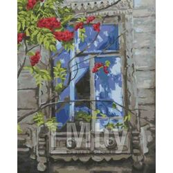 Набор для рисования по номерам, картина 41х51 см "Рябина под окном" (холст на подрамнике, краски, кисть) LORI Рх-055