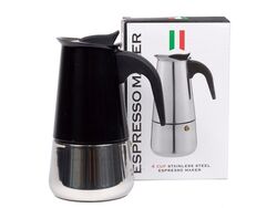 Кофеварка гейзерная металлическая с пластмассовой ручкой "итальяно" на 4 чашки 200 мл Belbohemia 25685875