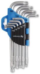 Набор Г-образных ключей TORX, Т10-Т50, CrV, 9 шт. HOEGERT HT1W814