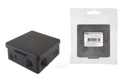 Распаячная коробка ОП 80х80х50мм, крышка, IP54, 7вх., черная, инд. штрихкод TDM SQ1401-0912