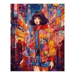 Набор для рисования по номерам, картина 41х51 см "Японский переулок" (холст на подрамнике, краски, кисть) LORI Рх-160