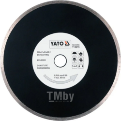 Круг алмазный 230x22,2х2,7мм (сплошной) Yato YT-6015