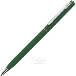 Ручка шарик/автомат "Slim 1100" 0,7 мм, метал., зеленый/серебристый, стерж. синий Happy Gifts 1100/15