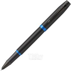 Ручка роллер "IM Vibrant Rings T315 Marine Blue PVD" 0,5 мм, метал., подарочн. упак., черный/синий, стерж. черный Parker 2172860