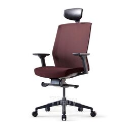 Кресло для руководителя J1, черн. рама, регулир. подголовн., регул. подлокотн., спинка-сетка, сиденье-ткань, крест.-пластик, коричневый Bestuhl C3-J1G120L-B77-B1