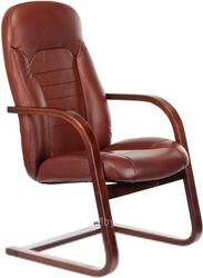 Кресло офисное Бюрократ T-9923WALNUT-AV (светло-коричневый Leather Eichel кожа/дерево)