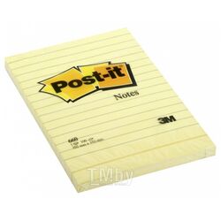 Бумага для заметок на клейкой основе 102*152 мм "Post-it Classic" 100 л., лин., желтый 3M 3M-UU009543644
