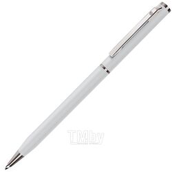 Ручка шарик/автомат "Slim 1100" 0,7 мм, метал., белый/серебристый, стерж. синий Happy Gifts 1100/01