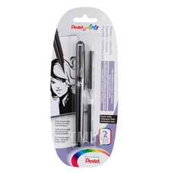 Кисть-ручка "Pocket Brush XGFKP" +2 картриджа, черный, блистер Pentel XGFKP/FP10F
