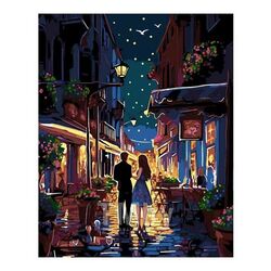 Набор для рисования по номерам, картина 41х51 см "Вечерняя романтика" (холст на подрамнике, краски, кисть) LORI Рх-162