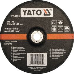 Круг для шлифования металла 230х6,0х22мм Yato YT-6125