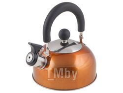 Чайник со свистком, нержавеющая сталь, 1.2 л, серия Holiday, оранжевый металлик, PERFECTO LINEA (диаметр 16,5 см, высота 13,5 см, общий объем изделия