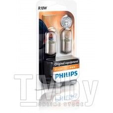 Комплект ламп Philips (R10W) 12V BA15S подсветка номера, противотуман. фара зад. (2шт. в блистере) 12814B2