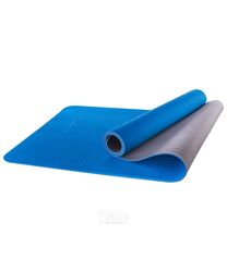 Коврик для йоги и фитнеса STARFIT FM-201 TPE (173x61x0.4см, синий/серый)