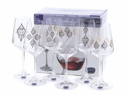 Набор бокалов для вина стеклянных декор. Sandra 6 шт. 350 мл (арт. 40728/S1387/350)