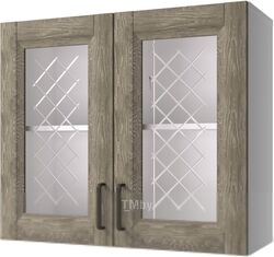 Шкаф навесной для кухни Горизонт Мебель Винтаж 80 с витриной (антик 022)