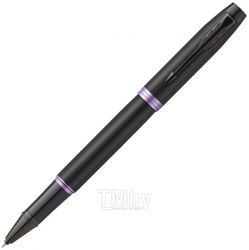 Ручка роллер "IM Vibrant Rings T315 Amethyst Purple PVD" 0,5 мм, метал., подарочн. упак., черный/фиолетовый, стерж. черный Parker 2172950
