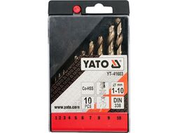 Свёрла по металлу 1,0-10,0мм Co-HSS (набор 10пр.) Yato YT-41603