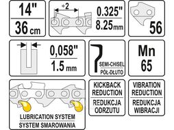 Цепь для бензопилы 14" .325 Yato YT-84940