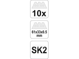 Лезвия трапециевидные 61х33х0,5мм (10шт) SK2 Yato YT-7527