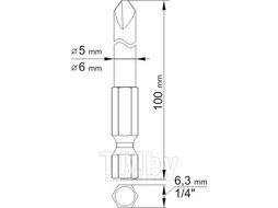 Биты TRI-WING #2, #4 1/4"х100мм (2шт) S2 HRC58-62 Yato YT-0497