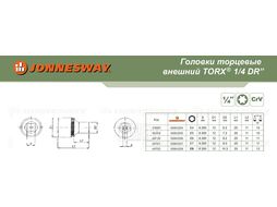 Головка торцевая 1/4"DR, внешний TORX®, Е7 Jonnesway S06H207