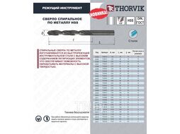 Сверло спиральное по металлу HSS, d2.5 мм Thorvik TDB025