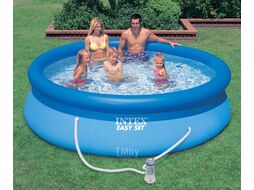 Надувной бассейн Easy Set, 396х84 см + фильтр-насос 220 В, INTEX (от 6 лет)