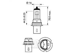 Автолампа (871150047074430) HB1, 12V, 65/45W, P29t, Standard PHILIPS 9004C1