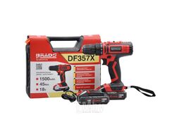 Аккумуляторная дрель-шуруповёрт BRADO DF357X (2 ск,Li-ion 18В, 2 акк, 1,5 А/ч, быстр. зар., кейс)