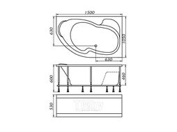 Ванна акриловая 1Марка Aura 150x105 L (с каркасом)