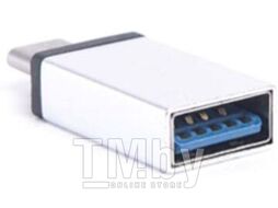 Адаптер Atom USB Type-C 3.1 - USB А 3.0 (серебристый)