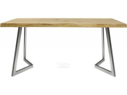 Обеденный стол Buro7 Уиллис с обзолом и сучками 180x80x74 (дуб натуральный/серебристый)