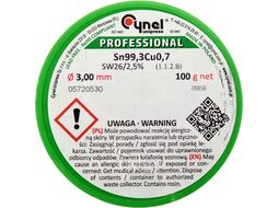 Припой для пайки бессвинцовый с флюсом Sn99.3Cu0.7, 3,0мм/100г Cynel 76859